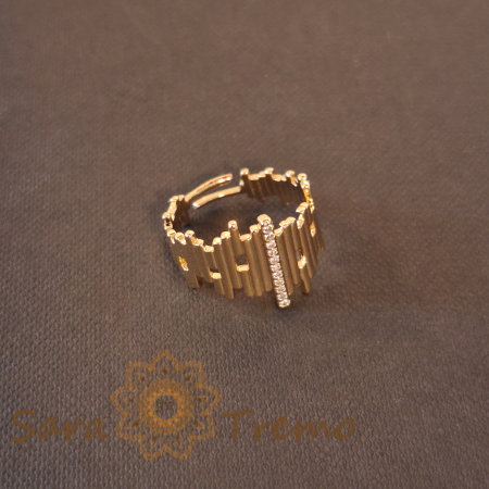 Inele - Inel placat cu aur "Music of the Heart" - Model elegant cu linii verticale