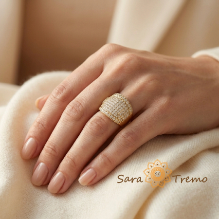 Inele - Inel Puterea Elegantei – Inel tip ghiul placat cu aur 14K cu zirconia