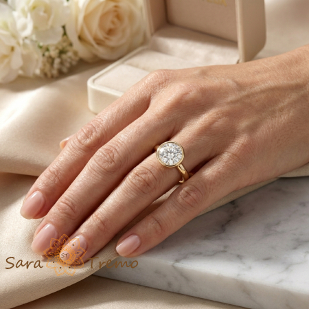 Inel Regina Claritatii – Inel placat cu aur 14K cu zirconia rotunda tip diamant [2]