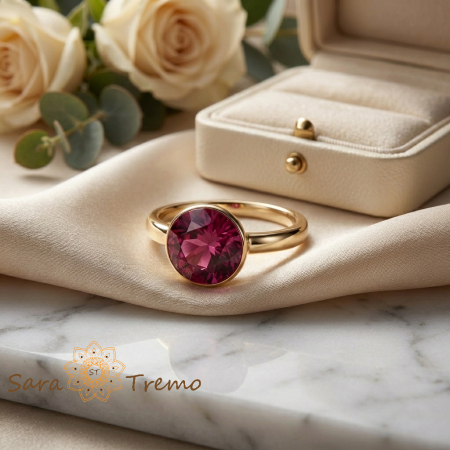 Inel Regina Rubinului – Inel placat cu aur 14K cu zirconia rosie [1]