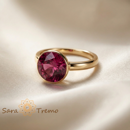 Inele - Inel Regina Rubinului – Inel placat cu aur 14K cu zirconia rosie