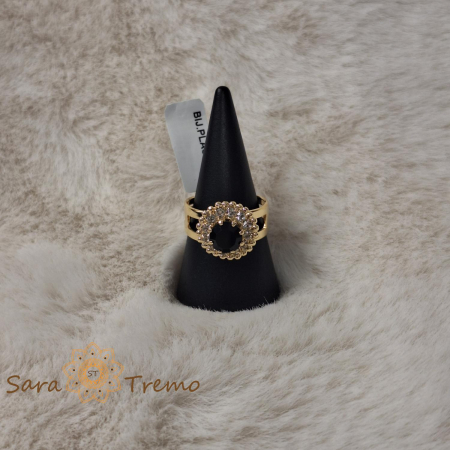 Inel reglabil floare cu cristal negru placat 18k - origine Brazilia [5]