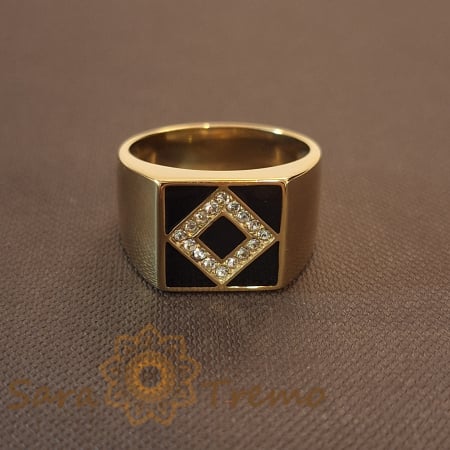 Bijuterii pentru barbati - Inel tip ghiul cu cristale zirconia, lățime 1.3 cm – Gama Luxury Brazilia