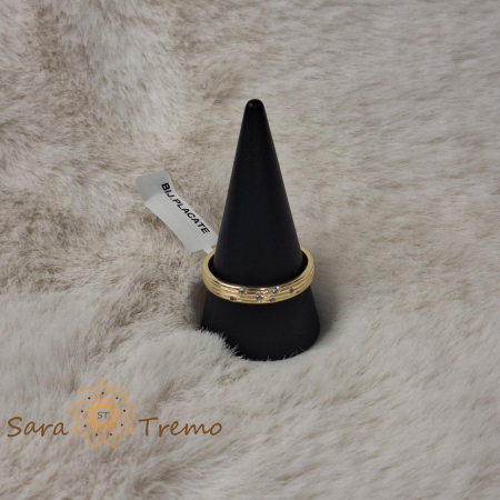Inel tip banda cu cristale zirconia placat 14k - latime 3 mm [3]