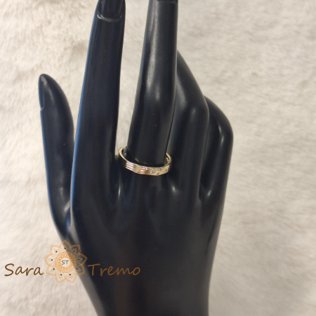 Inel tip banda cu cristale zirconia placat 14k - latime 3 mm [5]