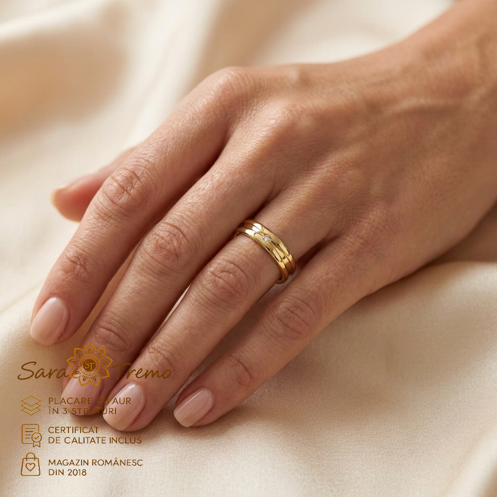 Inel Unisex Legământ 4 mm tip verighetă, aur 14K | SaraTremo [1]