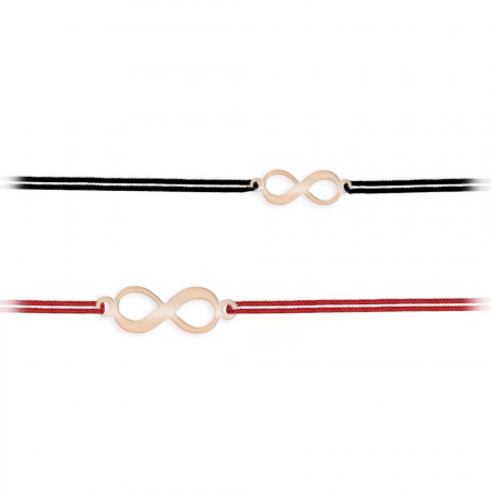 Ines - Set bratari personalizate cu snur si infinit cu nume din argint 925 placat cu aur roz [1]