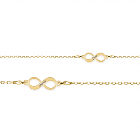 Seturi - Ines - Set bratari personalizate infinit cu nume din argint 925 placat cu aur galben 24K