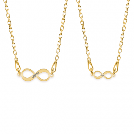 Seturi - Ines - Set coliere personalizate infinit cu nume din argint 925 placat cu aur galben 24K