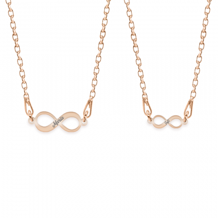 Seturi - Ines - Set coliere personalizate infinit cu nume din argint 925 placat cu aur roz