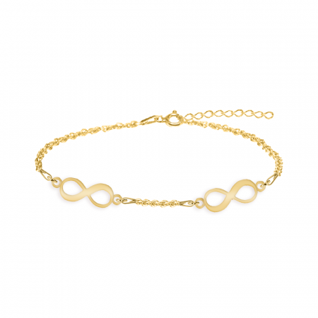 Infinito - Bratara personalizata pentru picior cu 2 infinituri din argint 925 placat cu aur galben 24K [1]