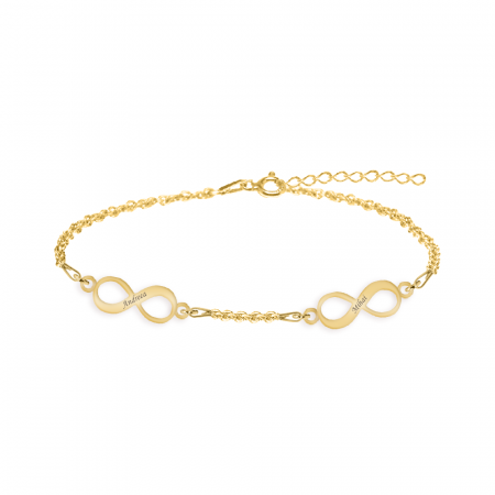Bratari pentru picior - Infinito - Bratara personalizata pentru picior cu 2 infinituri din argint 925 placat cu aur galben 24K