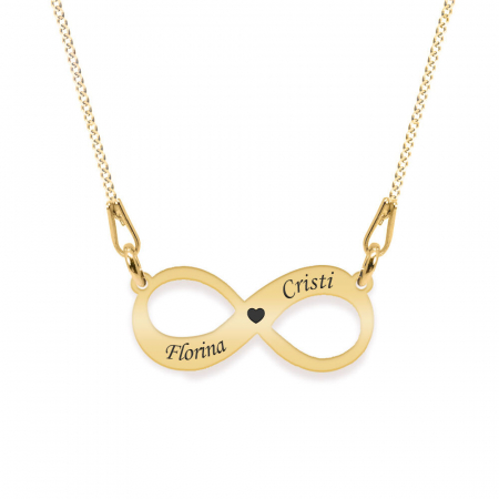 Bijuterii placate cu aur - Infinity - Colier lant plat din argint 925 placat cu aur galben 24K personalizat cu nume - Infinit