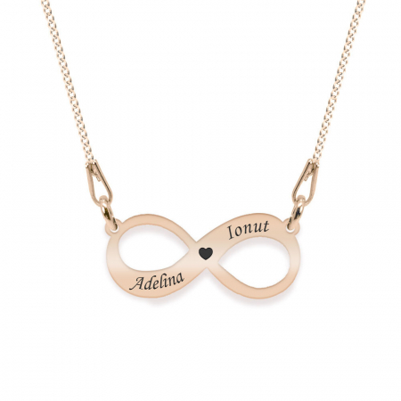 Bijuterii placate cu aur - Infinity - Colier lant plat din argint 925 placat cu aur roz personalizat cu nume - Infinit