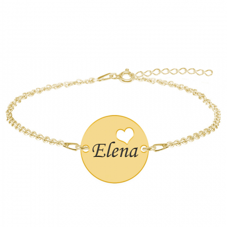 Bratari personalizate - Ingrid - Bratara personalizata banut cu nume din argint 925 placat cu aur galben 24K