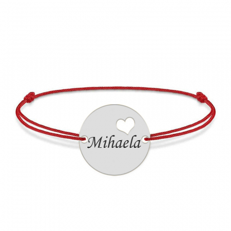 Bratari personalizate - Ingrid - Bratara personalizata snur cu banut si nume din argint 925