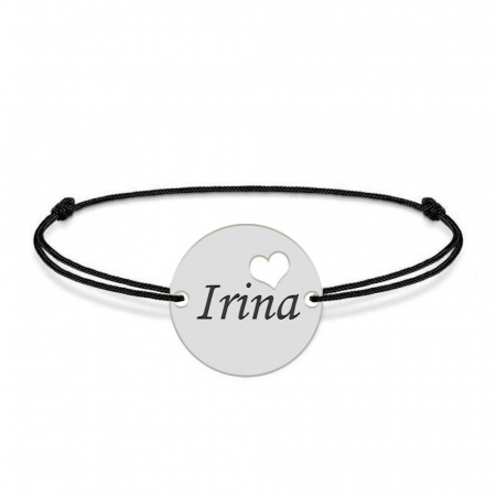 Ingrid - Bratara personalizata snur cu banut si nume din argint 925 [1]