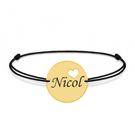 Ingrid - Bratara personalizata snur cu banut si nume din argint 925 placat cu aur galben 24K [1]