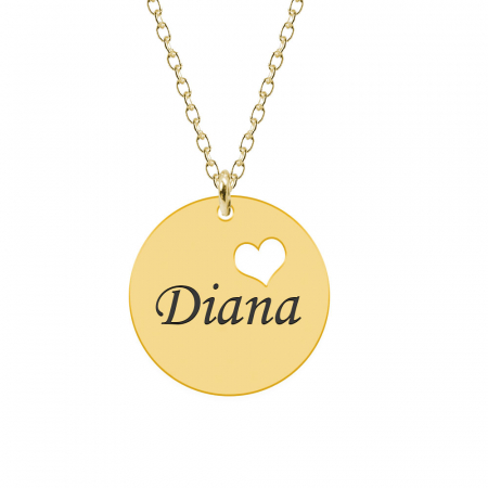 Bijuterii placate cu aur - Ingrid - Colier personalizat banut cu nume din argint 925 placat cu aur galben 24K