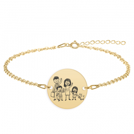 Bijuterii personalizate - Iris - Bratara din argint 925 placat cu aur galben 24K personalizata cu membrii familiei - banut