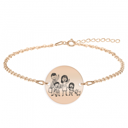 Bijuterii personalizate - Iris - Bratara din argint 925 placat cu aur roz personalizata cu membrii familiei - banut
