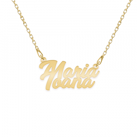 Bijuterii placate cu aur - Jane - Colier personalizat cu doua nume din argint 925 placat cu aur galben 24K