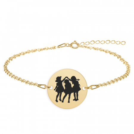 Bratari personalizate - Joy - Bratara personalizata banut cu trei fetite din argint 925 placat cu aur galben 24K