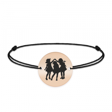 Joy - Bratara personalizata snur banut cu trei fetite din argint 925 placat cu aur roz [1]