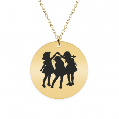 Bijuterii placate cu aur - Joy - Colier personalizat banut cu trei fetite din argint 925 placat cu aur galben 24K