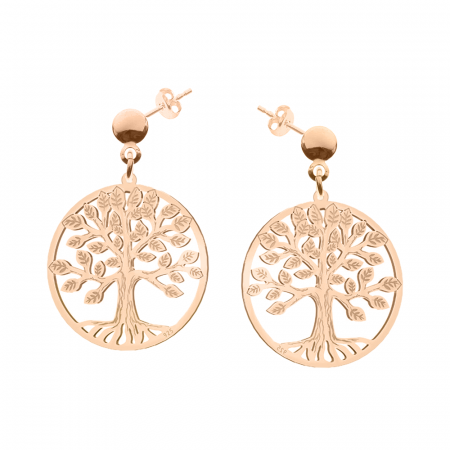 Cercei personalizati - July - Cercei personalizati pomul vietii din argint 925 placat cu aur roz