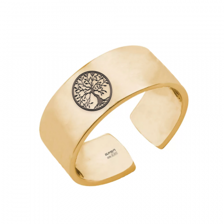 Bijuterii pentru barbati - Inel unisex Copacul Vieții tip banda reglabil - argint 925 placat cu aur 24K