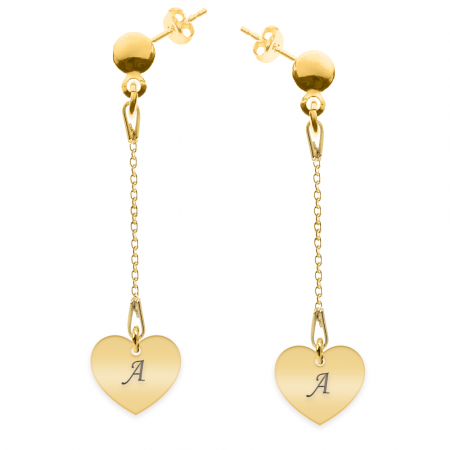 Cercei personalizati - Cercei tija cu initiale gravate - argint 925 placat cu aur 24K