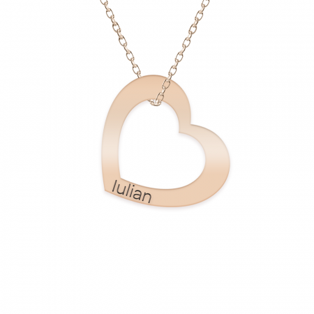 Lantisoare cu nume - Colier personalizat cu inimioara si nume din argint 925 placat cu aur roz