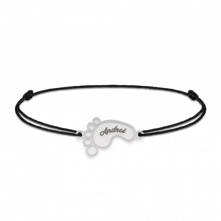 Bratari personalizate - Kiddie - Bratara personalizata snur talpita si nume din argint 925