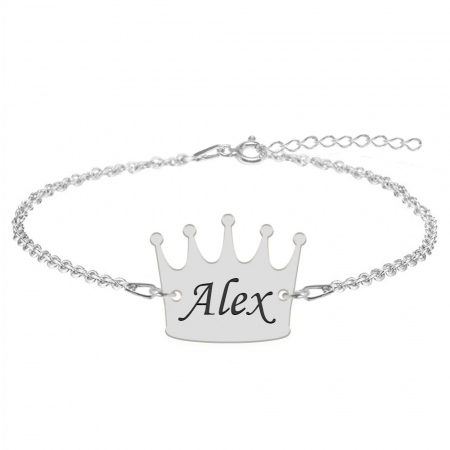 Bratari personalizate - King - Bratara din argint 925 personalizata cu text - coroana