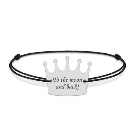 King - Bratara snur cu talisman din argint 925 personalizata cu text - coroana [1]