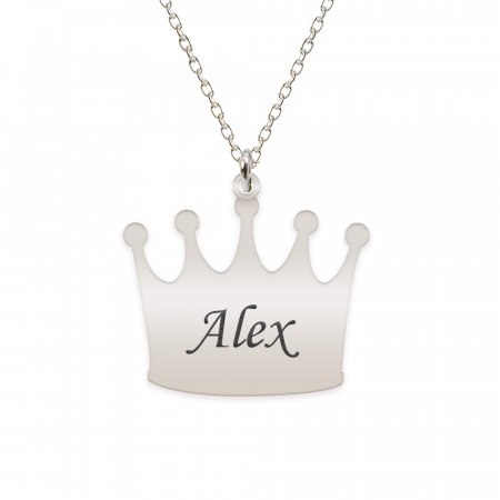 Lantisoare si coliere din argint - King - Colier din argint 925 personalizat cu text - coroana