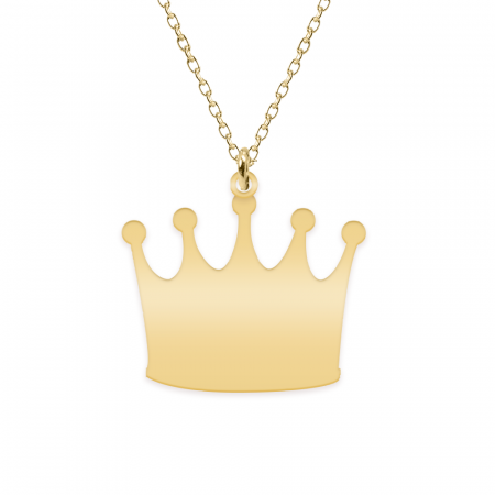 King - Colier din argint 925 placat cu aur galben 24K personalizat cu text - coroana [1]