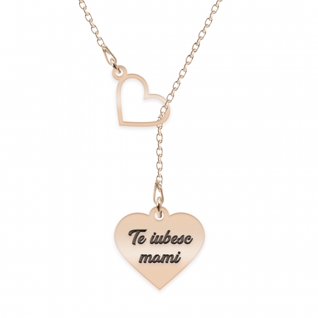 Lantisoare cu nume - Colier asimetric cu inimioare, personalizabil - argint 925 placat cu aur roz