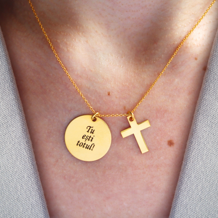 Krust - Colier personalizat banut si cruce din argint 925 placat cu aur roz [2]