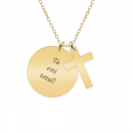 Cruciulite - Krust - Colier personalizat banut si cruce din argint 925 placat cu aur galben 24K