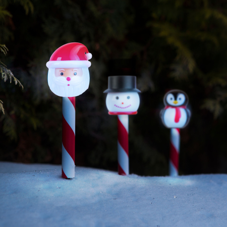 Iluminat Exterior si Solar - Lampă solară de Crăciun - LED - Moș Crăciun, om de zăpadă, pinguin - 36,5 x 6 x 6 cm