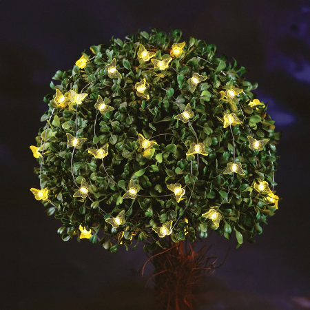 Pentru casa - Lampă solară - fluture - 2,4 m - 25 LED alb cald