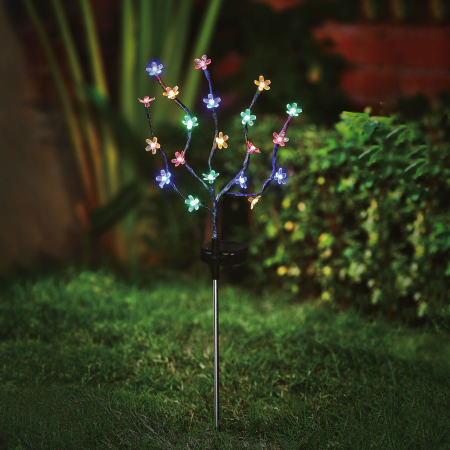Pentru casa - Lampa solara gradina, floare, 20 LED colorate, 65 cm, decor alei/terasa, IP44