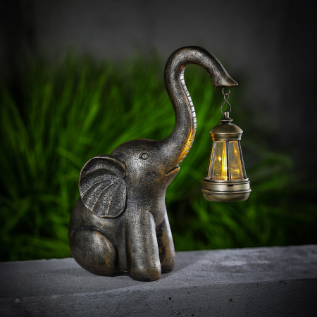 Pentru casa - Lampa solara LED elefant alb cald decor gradina terasa 30.5x12x24 cm IP44