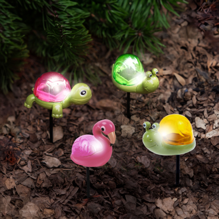 Pentru casa - Lampa solara LED figurine gradina, iluminat decorativ exterior, cu tarus, broasca /flamingo/ melc