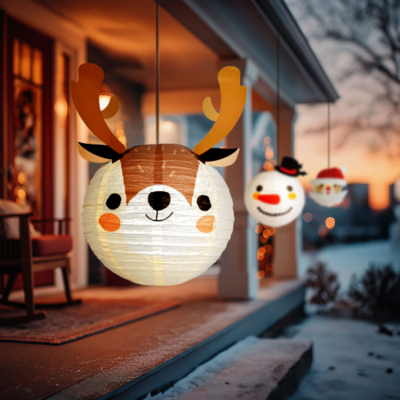 Lampion de Crăciun - ren - hârtie - 30 cm [0]