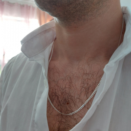 Lanț bărbătesc din argint cu zale aplatizate - Lungime 55 cm [0]