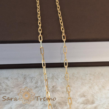 Lant gros masiv placat cu aur 18K, model cu zale dreptunghiulare, 55/60 cm [6]