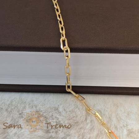 Lant gros masiv placat cu aur 18K, model cu zale dreptunghiulare, 55/60 cm [2]